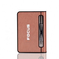 Automatic Aluminum Alloy Ladies Slim cigarette case with lighter